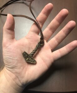 Norse Tradesman Thor's Hammer Necklace - Solid Brass Mjolnir Pendant with Adjustable Genuine Leather Cord 30 71fQsApffL