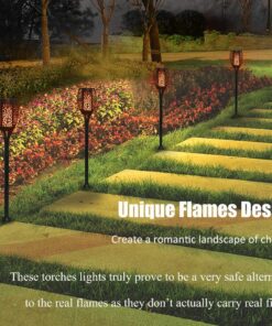 EOYIZW Solar Lights Outdoor 4 Pack, Premium 99 LEDs Solar Torch Light with Flickering Flame Outdoor Decor- IP65 Waterproof Solar Garden Lights for Halloween Decorations Yard Garden Porch Blue-4Pack 19 71fR8Ro1q0L 1