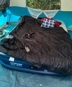 CANWAY Double Sleeping Bag,2 Person Sleeping Bag Lightweight Waterproof with 2 Pillows for Camping, Backpacking, or Hiking for Adults or Teens Queen Size XL & XXL Flannel Black 30 71fREAjpbML