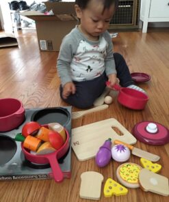 Melissa & Doug Deluxe Wooden Kitchen Accessory Set - Pots & Pans (8 pcs) , Green , H: 12 x W: 12 x D: 5 25 71fSH2NDNaL 1