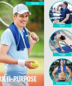 SINLAND Microfiber Gym Towels Sports Fitness Workout Sweat Towel Super Soft and Absorbent 3 Pack 16 Inch X 32 Inch Light Blue+blue+grey 16 71fSYv42W4L