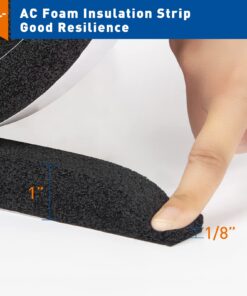 MAGZO Adhesive Foam Weather Stripping 1 Inch W X 1 Inch T, Thick Window Air Conditioner Sealer Open Cell High Resilience, Total Length 13 Feet (6.5ft x 2 Rolls) 1in x 1in x 13FT 17 71fSsTND9NL