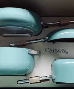 Caraway Nonstick Ceramic Cookware Set (12 Piece) Pots, Pans, Lids and Kitchen Storage - Non Toxic, PTFE & PFOA Free - Oven Safe & Compatible with All Stovetops (Gas, Electric & Induction) - Sage 59 71fT1UP4wFL