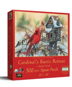 Alternative view of SUNSOUT INC - Cardinal's Rustic Retreat - 500 pc Jigsaw Puzzle by Artist: Janene Grende - Finished Size 13" x 19" - MPN# 30624