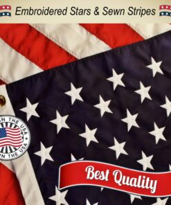 American Flag 3x5 Outdoor by Grace Alley, Embroidered Stars, Sewn Stripes, Heavy Duty, Hand Made and Fade Resistant - Long Lasting Nylon & Brass Grommets for Commercial Grade Durability, 100% Made in USA 32 71fTJ6DPJWL