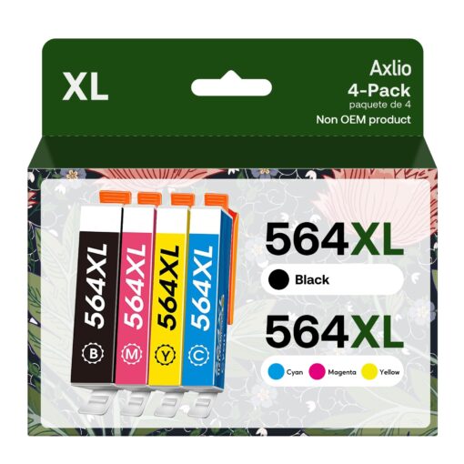 564XL Ink Cartridges Replacement for HP 564 564XL, Compatible High-Yield Combo Pack for HP Photosmart 5520 5525 6520 7520 5510 6510 7510 7525, Premium C309G(Black, Cyan, Magenta, Yellow, 4 Pack)