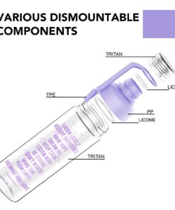 Alternative view of Artoid Mode 25oz Motivational Fitness Workout Sports Water Bottle with Time Marker & Measurements, Carbonation Friendly Dishwasher Safe and BPA Free Purple