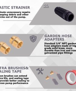 Trupow 1/2HP 1450GPH 115-Volt Cast Iron Portable Electric Power Utility Transfer Water Pump with Suction Strainer and Kits Black 115V AC Cast Iron 12 71fVS9XlOUL