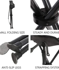 PORTAL Tall Folding Tripod Stool for Outdoor Camping Walking Hunting Hiking Fishing Travel, Support 225 lbs Black Standard Pack 20 71fVfKjbusL