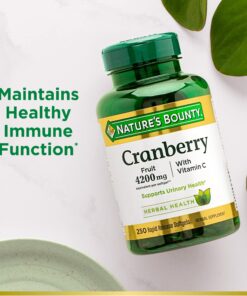 Nature's Bounty Cranberry 4200mg With Vitamin C, Urinary Health & Immune Support, Cranberry Concentrate, 250 Rapid Release Softgels 250 Count (Pack of 1) 26 71fVo77eGkL