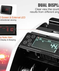 VEVOR Money Counter Machine, Bill Counter with UV/MG/IR/DD/DBL/HLF/CHN Counterfeit Detection, Counting/Value Count/Add/Batch Modes, USD/EUR Money Counting Machine with LCD Display for Small Business 25 71fWDuGdGyL