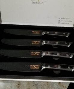 Dalstrong Steak Knives - Set of 4 - Serrated Blade - Gladiator Series Elite - Forged German High-Carbon Steel - Table Dinner Kitchen Knives - Sheaths - Razor Sharp - Dinner Set - NSF Certified 5" Serrated Black 50 71fXB5QeG6L