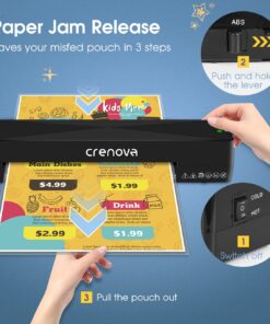 Crenova A4 Laminator Machine 4 in 1 Personal Desktop Hot & Cold 9 Inch Thermal Laminator for Home Office School Business Use Black 20 71fXOgM0nL
