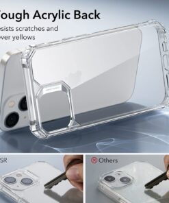 ESR for iPhone 14 Case/iPhone 13 Case, Military-Grade Protection, Shockproof Air-Guard Corners, Yellowing-Resistant Acrylic Back, Phone Case for iPhone 14/iPhone 13, Air Armor Case, Clear iPhone 14/13 23 71fXREMigRL
