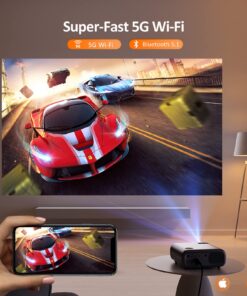 NexiGo PJ40 Projector with WiFi and Bluetooth, Native 1080P, 4K Supported, Projector for Outdoor Movies, 300 Inch, Zoomable, 20W Speakers, Home Theater, Compatible w/TV Stick, iOS, Android (Black) Regular OS 60 71fY1xi7sIL 1