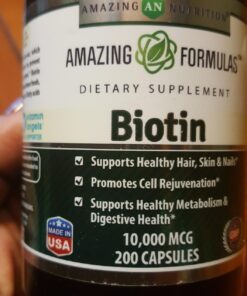 Amazing Formulas Biotin 10000mcg 200 Veggie Capsules Supplement | Non GMO | Gluten Free | Made in USA | Suitable for Vegetarians 200 Count (Pack of 1) 25 71faC5zYGTL