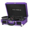 Victrola Vintage 3-Speed Bluetooth Portable Suitcase Record Player with Built-in Speakers | Upgraded Turntable Audio Sound|Purple Glitter, Model Number: VSC-550BT-GPR Purple Glitter