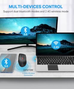E-YOOSO Bluetooth Wireless Mouse, 3 Modes Bluetooth 5.0 & 3.0 Mouse 2.4GHz Ergonomic Wireless Optical Mouse with USB Nano Receiver, 5 Adjustable DPI Levels, 6 Buttons for Laptop, MacBook, iPad, PC Black(Bluetooth+Wireless) 32 71fbse1F18L
