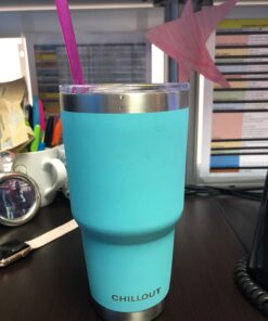 CHILLOUT LIFE 30oz Stainless Steel Tumbler with Lid - Double Wall Vacuum Insulated Large Travel Coffee Mug with Splash Proof Lid and Straw for Hot & Cold Drinks, Teal Tumbler, Pack of 1 30oz (pack of 1) Aqua Blue 36 71fdCv1q OL