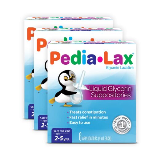 Pedia-Lax Laxative Liquid Glycerin Suppositories for Kids, Ages 2-5, 6 CT, 3 Pack 6 Count (Pack of 3)