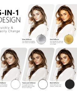 Alternative view of NEEWER 32 Inch/80 Centimeter Light Reflector Light Diffuser 5 in 1 Collapsible Multi Disc with Bag - Translucent, Silver, Gold, White, and Black for Studio Photography Lighting and Outdoor Lighting 80cm