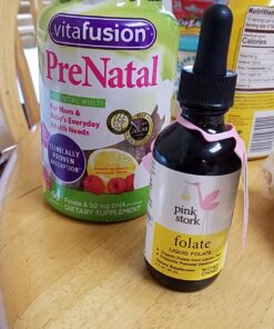 Pink Stork Liquid Folate: Whole-Food Vitamin B9 from Lemon Peels, Natural Folic Acid with Vitamin C, Liquid Prenatal Vitamins for Women, Pregnancy Must Haves, Women-Owned, 2 oz 27 71ff4w B5PL