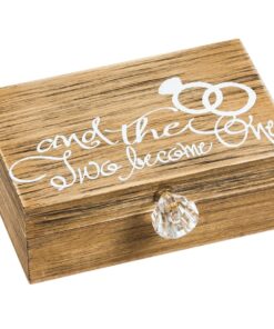 Alternative view of Cypress Home Wedding Decor “and Then Two Become One” Mr. and Mrs. Wooden Ring Holder Decorative Box - 5”W x 6”D x 2”H Elegant Wedding Proposal Rustic Gift Box