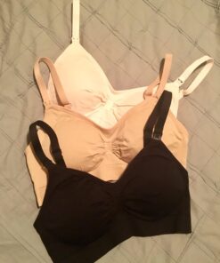 HOFISH 3PACK Full Bust Seamless Nursing Maternity Bras Bralette S-XXL with Extra Bra Extenders & Clips Medium Blackbeigepink 49 71ffbHG8raL
