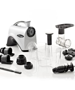 Omega NC800HDS Cold Press Juicer Machine, Vegetable and Fruit Juice Extractor and Nutrition System, Dual-Stage Slow Masticating Juicer, 150 W, Silver 32 71fgH1EbfwL