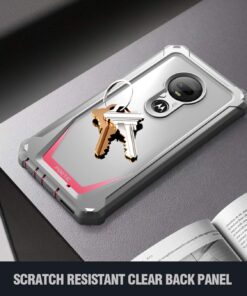 Poetic Moto G7 Rugged Clear Case, Full-Body Hybrid Shockproof Bumper Cover, Built-in-Screen Protector, Guardian Series, DO NOT FIT Moto G7 Power Or Moto G7 Play, Pink/Clear 19 71fgbbTFMPL