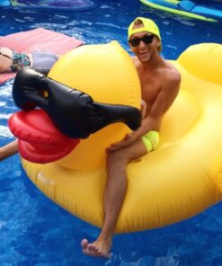 Game 5000-BB Giant Derby Float, Fun Rubber Duck, Quick-Fill Valves Pool Rafts & Inflatable Ride-ons, 300 lb Capacity, Built-In Cup Holders, 81” L x 76” W x 44” T Without Pump 29 71fhI1AvRBL