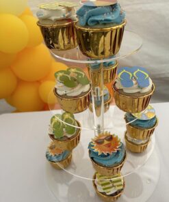 YestBuy 4 Tier Round Acrylic Cupcake Stand with Base, Premium Cupcake Holder, Acrylic Cupcake Tower Display Cady Bar Party Décor – Display for Pastry (4" Between 2 Layers) 4 Tier Round ( 4" between 2 layers) 25 71fhg1vUYgL