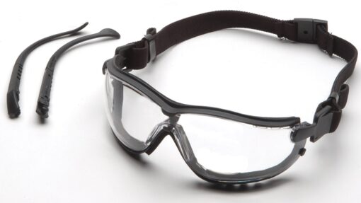 Pyramex V2G Safety Glasses with Adjustable Strap Black Frame/Clear Anti-fog Lens