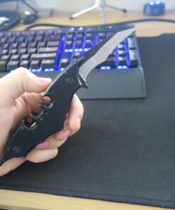 Dark Twin Blade Knife - Double Edge Folding Pocket with clip, 11" Stainless Steel Two Sharp Cut (Black) Black 67 71fjQ0Uk7lL