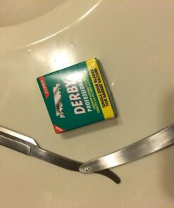 Utopia Care Professional Barber Straight Edge Razor Safety with 100-Pack Derby Blades - 100 Percent Stainless Steel (Silver) Silver 43 71fkAxbys3L