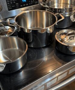 Legend 5 Ply 14 pc All Stainless Steel Heavy Pots & Pans Set | Professional Quality Cookware 5ply Clad Home Cooking & Commercial Kitchen Surface Induction Oven Safe | Non-Teflon PFOA, PTFE & PFOS Free Stainless Steel 5-Ply 42 71fl 5u0xtL