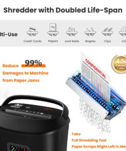 Paper Shredder,VidaTeco 14-Sheet Cross-Cut Shredder with US Patented Cutter,Also Shreds Card/CD,Heavy Duty Paper Shredder for Home Office,Durable&Fast with Jam Proof System,6.6-Gallon Basket (ETL) Cross Cut 14-Sheet 22 71flM7aoOdL