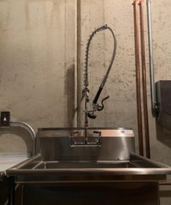 CWM Commercial Sink Faucet with Sprayer 36 inch Commercial Faucet Pre Rinse Sprayer 8 inch Wall Mount Center with 12 inch Add on Spout 22 71flZZN3POL