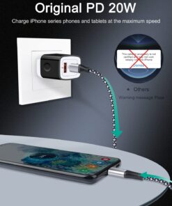 3Pack USB Type C Charger, Dual Port USB-C Wall Plug 20W PD & QC3.0 USB A Fast Charging Block for Samsung Galaxy S23 S22 S21/S21+/S21 Ultra/S20/S20+/Note 20 Ultra/10, iPhone 15 14 USBC Brick Power Box Black-White 12 71fm7abgJuL