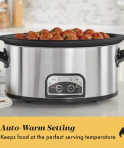 Alternative view of 6 Quart Electric Slow Cooker - Auto Warm Setting and Programmable Controls - Stainless Steel