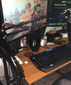 Eastshining Upgraded Adjustable Microphone Suspension Boom Scissor Arm Stand with Shock Mount Mic Clip Holder 3/8'' to 5/8'' Screw Adapter -for Blue Yeti, Snowball & Other Microphones stand with adapter 42 71fnG4ty29L