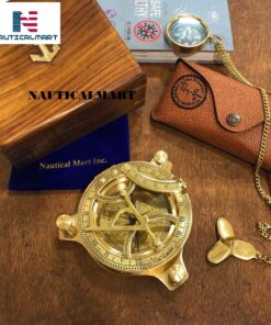 NauticalMart Captain Brass Sundial Compass with Hardwood Wooden Box 16 71fo9l55caL
