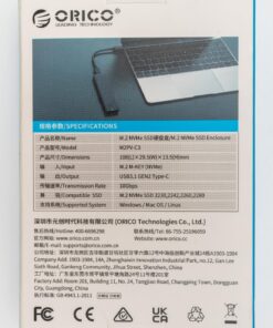 ORICO M.2 NVMe SSD Enclosure, USB 3.1 Gen 2 (10 Gbps) to NVMe PCI-E M.2 SSD Case Support UASP for NVMe SSD Size 2230/2242/2260/2280(up to 4TB) (M.2 NVMe) 55 71foUrRw3gL