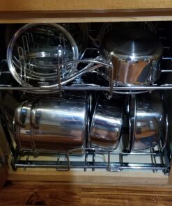 Rev-A-Shelf 2-Tier Kitchen Cabinet Pull Out 21" Cabinet Organizer for Pots, Pans, and Lid Cookware, Adjustable Heavy Duty Wire, Chrome, 5CW2-2122-CR 21 in. 35 71foWf4G61L