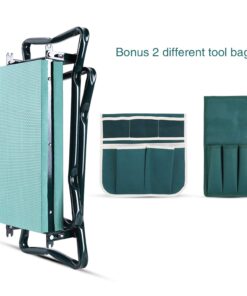 Ohuhu Garden Kneeler and Seat, Heavy Duty Garden Stool with EVA Foam Kneeling Pad, Foldable Gardening Bench with 2 Tool Pouches, 2-in-1 Portable Gardening Supplies, Idea Gifts for Women Men Seniors 41 71fowXK2veL