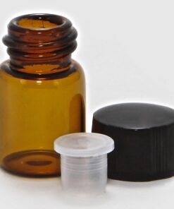 Vivaplex 24, Amber, 2 ml (5/8 Dram) Glass Bottles, with Orifice Reducers and Black Caps 14 71fp6cRD5OL