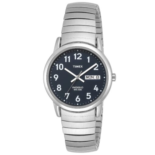 Timex Men's Easy Reader Watch 35MM Stainless Steel/Silver-Tone/Blue