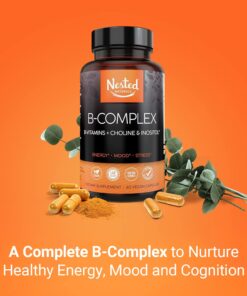 Nested Naturals B-Complex B Vitamins Plus Choline & Inositol | B Vitamins Complex B1, B2, B3, B5, B6, B7, B9 Supplement with Pure Methyl Vitamin B 12 | Energy & Immunity Support | 60 Vegan Capsules 23 71frvH4Q0RL
