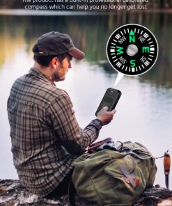 Feeke Solar-Charger-Power-Bank - 36800mAh Portable Charger,QC3.0 Fast Charger Dual USB Port Built-in Led Flashlight and Compass for All Cell Phone and Electronic Devices(Deep Black) Deep Black 17 71ft0mqNyZL