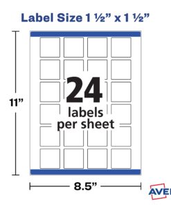 Avery Printable Blank Square Labels, 1.5" x 1.5", Matte White, 600 Customizable Labels (22805) 27 71ftbyYHcGS